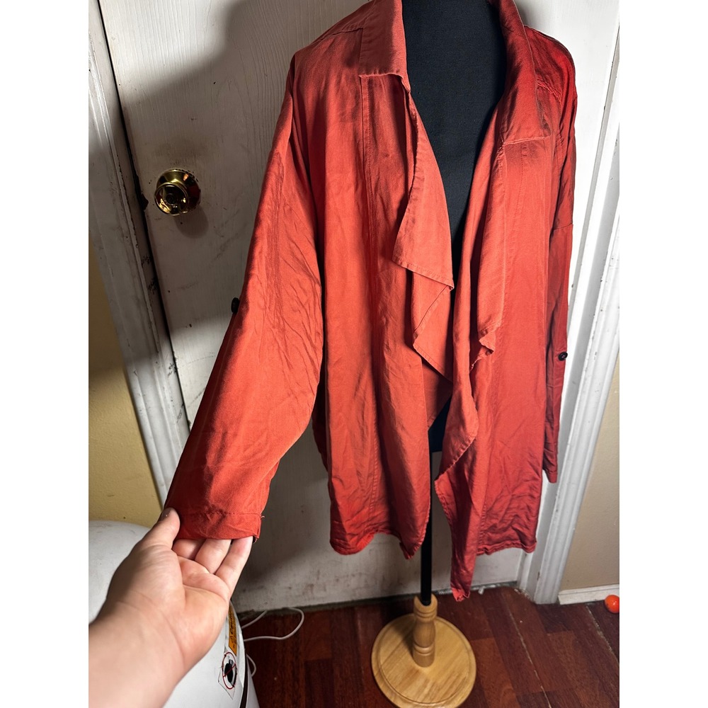 H&M Conscious Lyocell Drape Front Jacket coral Small Pockets Roll Tab - Picture 2 of 9